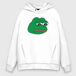 Толстовка оверсайз мужская Лягушонок Пепе-Frog Pepe, цвет: белый