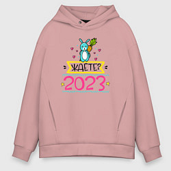 Толстовка оверсайз мужская Кролик с юмором 2023, цвет: пыльно-розовый