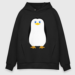 Толстовка оверсайз мужская Красивый пингвин, цвет: черный