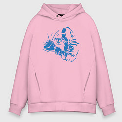 Толстовка оверсайз мужская Силуэт сварщика, цвет: светло-розовый