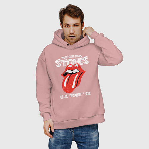 Мужское худи оверсайз The Rolling Stones 78 / Пыльно-розовый – фото 3