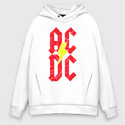 Толстовка оверсайз мужская AC DC logo, цвет: белый