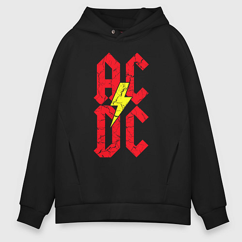 Мужское худи оверсайз AC DC logo / Черный – фото 1