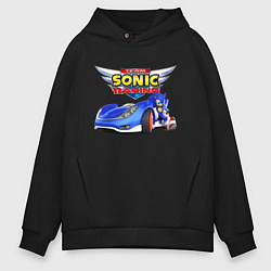 Толстовка оверсайз мужская Team Sonic racing - hedgehog, цвет: черный