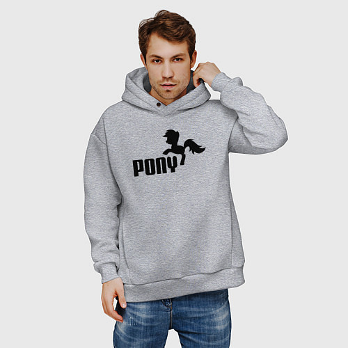 Мужское худи оверсайз Пони вместо пумы / Меланж – фото 3
