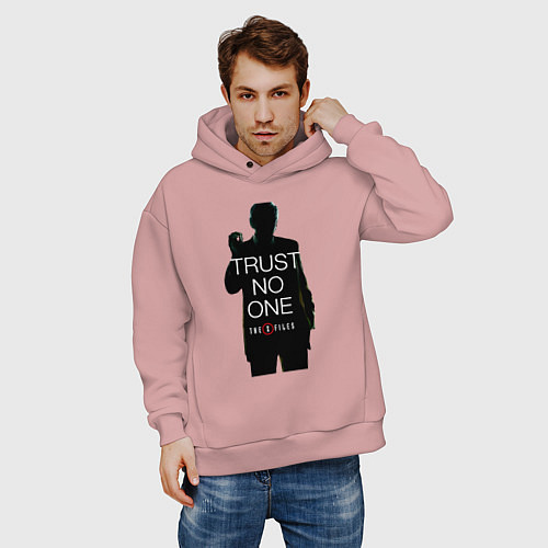 Мужское худи оверсайз X files - курильщик / Пыльно-розовый – фото 3