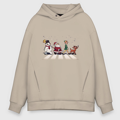 Мужское худи оверсайз Beatles Christmas / Миндальный – фото 1