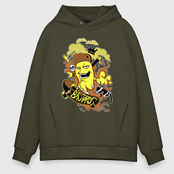 Толстовка оверсайз мужская Человечек скейтерист, цвет: хаки