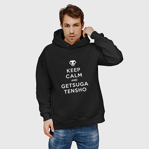 Мужское худи оверсайз Keep calm and getsuga tenshou / Черный – фото 3