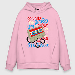 Толстовка оверсайз мужская Касссета ретро звук, цвет: светло-розовый