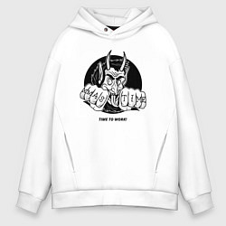Толстовка оверсайз мужская Xmas time to work, цвет: белый