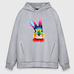 Толстовка оверсайз мужская Поп-арт кролик, цвет: меланж