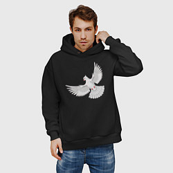 Толстовка оверсайз мужская Белый голубь, цвет: черный — фото 2