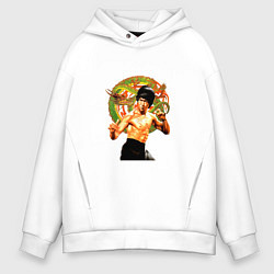 Толстовка оверсайз мужская Bruce Lee kung fu, цвет: белый