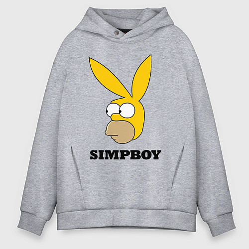 Мужское худи оверсайз Simpboy - rabbit Homer / Меланж – фото 1