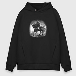 Толстовка оверсайз мужская Воин на коне, цвет: черный