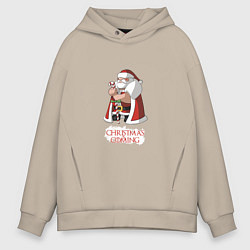 Толстовка оверсайз мужская Christmas is coming, цвет: миндальный