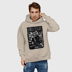 Толстовка оверсайз мужская Nirvana grunge 2022, цвет: миндальный — фото 2