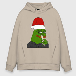 Толстовка оверсайз мужская Новогодний пепе, цвет: миндальный