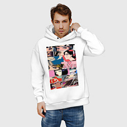 Толстовка оверсайз мужская Коллаж аниме, цвет: белый — фото 2