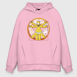 Толстовка оверсайз мужская Канонические пропорции Гомера Симпсона - remake, цвет: светло-розовый