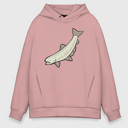 Толстовка оверсайз мужская Рыба лосось, цвет: пыльно-розовый