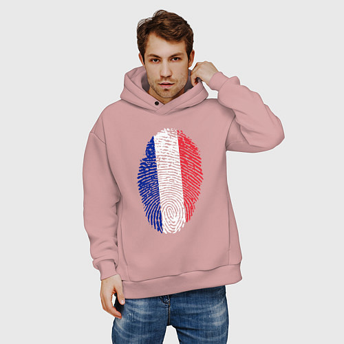 Мужское худи оверсайз Отпечаток Франции / Пыльно-розовый – фото 3