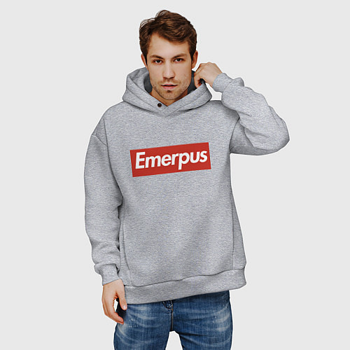 Мужское худи оверсайз Emerpus - joke / Меланж – фото 3