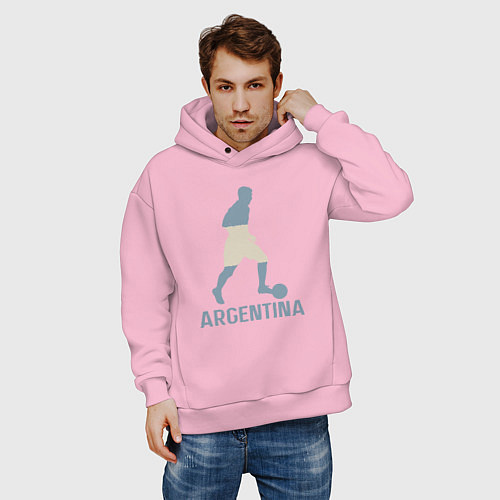 Мужское худи оверсайз Lionel Messi Argentina / Светло-розовый – фото 3