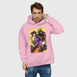 Толстовка оверсайз мужская Джотаро Куджо - JoJo Bizarre Adventure, цвет: светло-розовый — фото 2