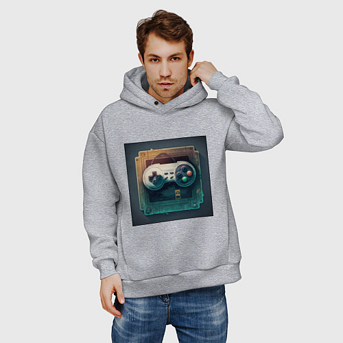 Мужское худи оверсайз Игровой джойстик / Меланж – фото 3
