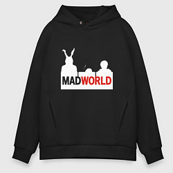 Толстовка оверсайз мужская Mad world, цвет: черный