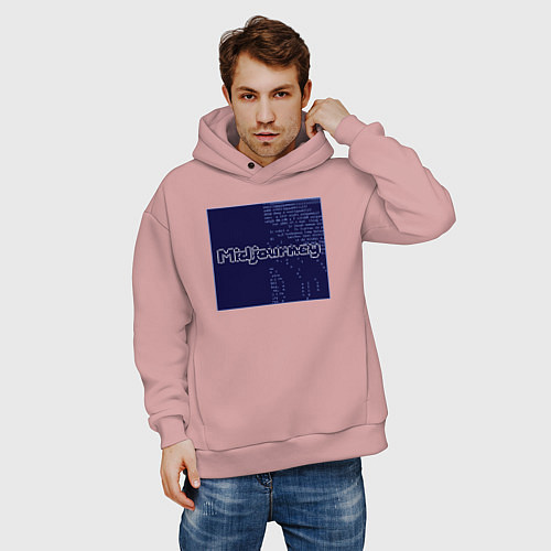 Мужское худи оверсайз Midjourney neiro / Пыльно-розовый – фото 3
