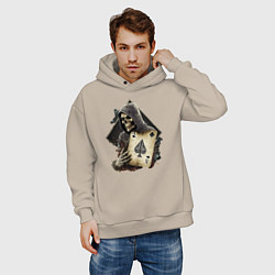 Толстовка оверсайз мужская Скелет с картой, цвет: миндальный — фото 2