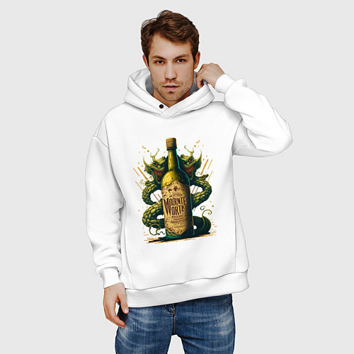 Мужское худи оверсайз Зеленый змий / Белый – фото 3