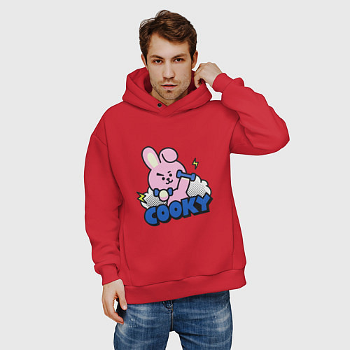 Мужское худи оверсайз Cooky BT21 Jungkook / Красный – фото 3