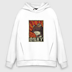 Толстовка оверсайз мужская Obey frog, цвет: белый