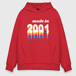 Толстовка оверсайз мужская Made in 2001 liquid art, цвет: красный