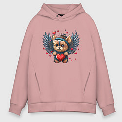 Толстовка оверсайз мужская Пёсик ангел, цвет: пыльно-розовый