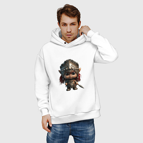 Мужское худи оверсайз Воинственная амазонка / Белый – фото 3