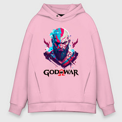 Толстовка оверсайз мужская God of War, Kratos, цвет: светло-розовый