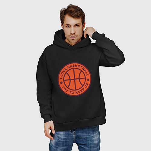 Мужское худи оверсайз Love basketball / Черный – фото 3