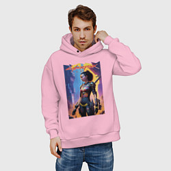 Толстовка оверсайз мужская Cyberpunk 2077 - character - neural network, цвет: светло-розовый — фото 2