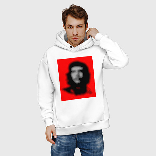 Мужское худи оверсайз Че Гевара расплывчатая иллюзия / Белый – фото 3