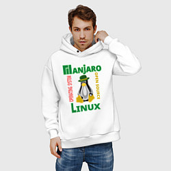 Толстовка оверсайз мужская Линукс пингвин в шляпе, цвет: белый — фото 2