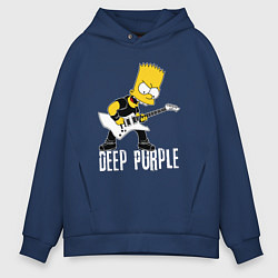Толстовка оверсайз мужская Deep Purple Барт Симпсон рокер, цвет: тёмно-синий