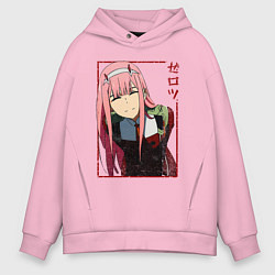 Толстовка оверсайз мужская Zero Two anime girl, цвет: светло-розовый