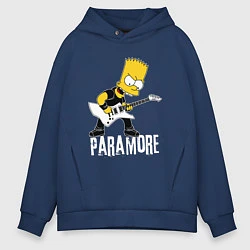 Толстовка оверсайз мужская Paramore Барт Симпсон рокер, цвет: тёмно-синий