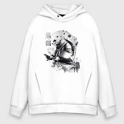 Толстовка оверсайз мужская Панда воин, цвет: белый