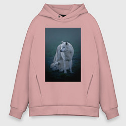 Толстовка оверсайз мужская Арктические волки, цвет: пыльно-розовый